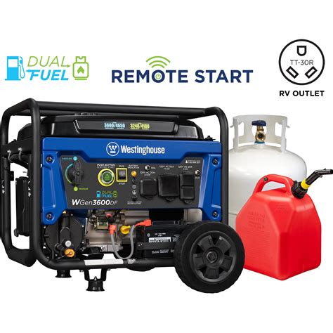 Westinghouse WGen3600DF - 3600 Watt Dual Fuel Electric Start Portable Generator w/ Wireless Remote Start