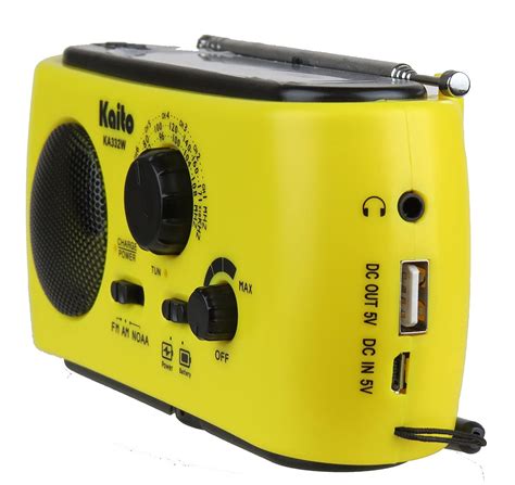 Kaito KA332W Portable Hand Crank Solar AM/FM NOAA Weather Radio with Cell Phone Charger & 3-LED Flashlight