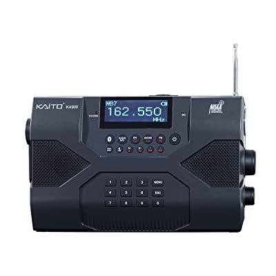 Kaito KA900 Emergency Radio Voyager Max  Digital Solar Dynamo Crank Wind Up AM/FM/SW & NOAA Weather Stereo Radio Receiver with Bluetooth, Real-time Alert, MP3 Player, Recorder & Phone Charger, Black