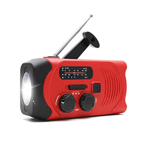 RunningSnail MD-088P Emergency Weather AM/FM NOAA Solar Powered Wind up Radio with LED Flashlight, 2000mAh Power Bank for Cell Phone and SOS